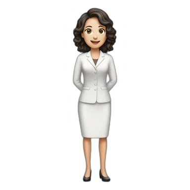 white woman dark hair presenting a keynote sticker