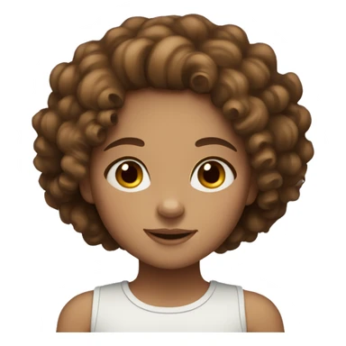 Girl with brown litle curly hair, light skin and brown eyes, and subtle freckles sticker