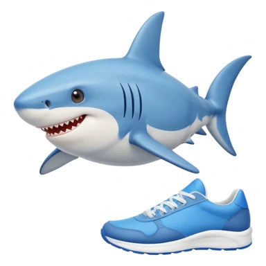 cute shark with blue sneakers sticker