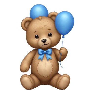 teddy bear holding balloons, birthday, cute, fluffy, semi-realistic sticker