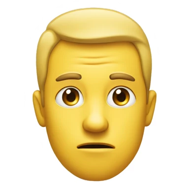 A yellow face with furrowed eyebrows looking upwards with thumb and index finger resting on its chin. Intended to show a person pondering or deep in thought sticker