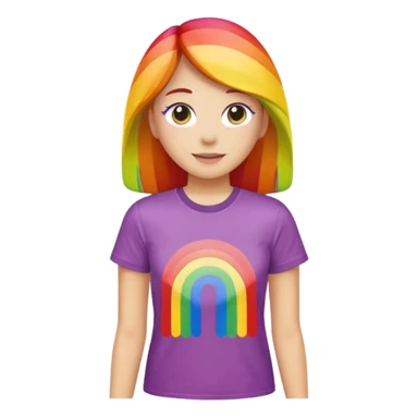 woman with rainbow coloref t shirt sticker