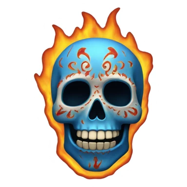 calavera con fuego azul sticker