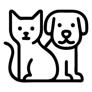 cat and dog outlined icons, minimal style sticker
