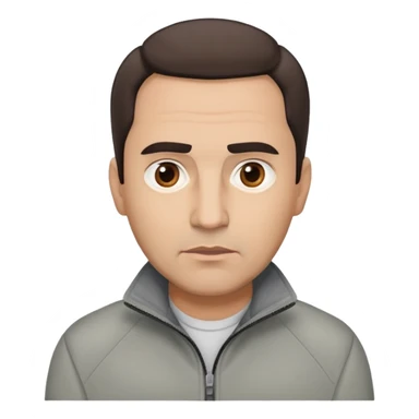 Hispanic actor in his 50s with light skin, round face, wide jaw. Lively brown eyes, thick eyebrows. Short brown hair with receding hairline. Neutral-serious expression. Wearing a casual gray jacket. sticker