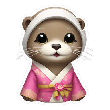 an otter wear hanbok sticker