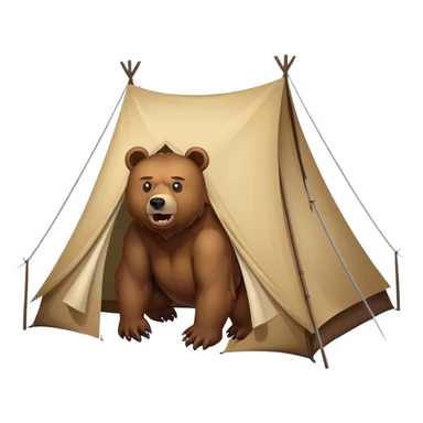 angry bear hovering over tent sticker