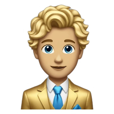 Posh-boy-with-golden-suit-and-blue-eyes-and-rainbow-unicorn-hair sticker