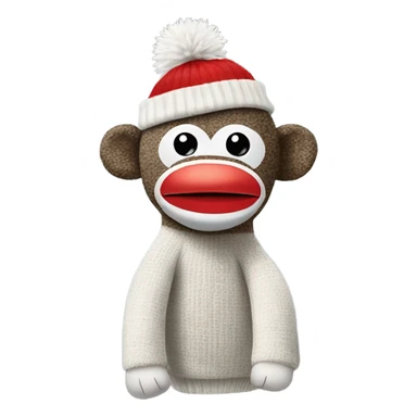 sock monkey wearing sock hat sticker