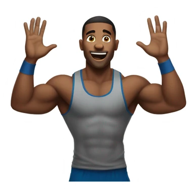 Gym bro happy with raised hands sticker