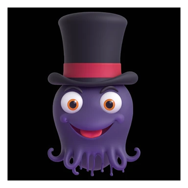 A whimsical, cartoonish 'goop' creature wearing a Victorian gentleman's black top hat, melting slightly over the brim, with expressive eyes peeking out. sticker