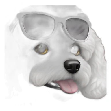 ujer piel blanca gafas pelo largo y perro bichon maltés blanco sticker