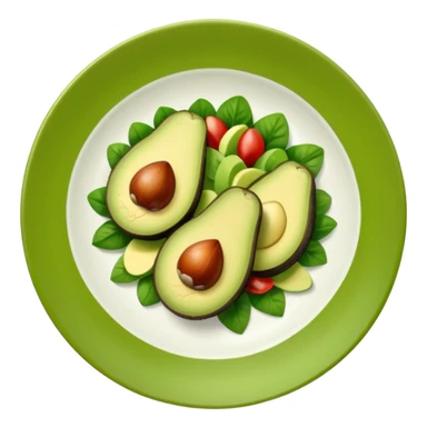 A stylized salad plate in greens or avocado with the hashtag #VogueBodyClinic sticker