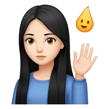 une fille, au cheveux noir long et lisse, yeux marron foncé, blanche de peau sticker