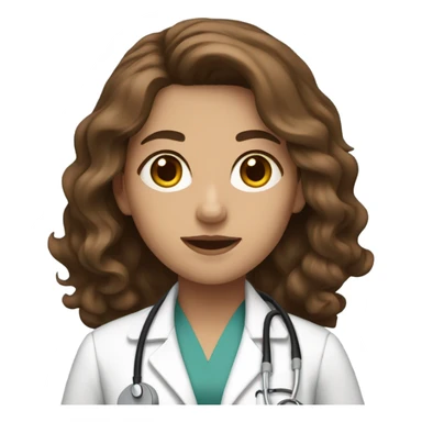 Female brown eyes long brown wavy hair doctor  sticker