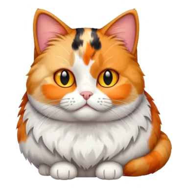 full body calico cat with small head and short but chubby body sticker