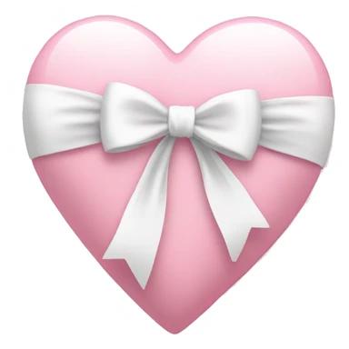 Light pink heart with white ribbon bow sticker