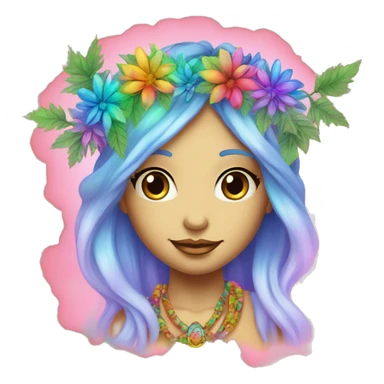 420 Tie dye hippie person flower crown tattoos hemp leaves metallic iridescent holographic sticker