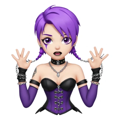 my nickname on the discord server is Little VIper, i have purple hair and an alt/goth style so like corsets and black with silver chains. i want a animated emoji with the text "'Lil Viper Mad" with an angery little viper spitting sticker