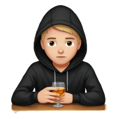 Caucasian in black hoodie sitting sad at bar sticker