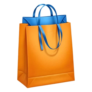 orange paper bag with blue ribbon sticker