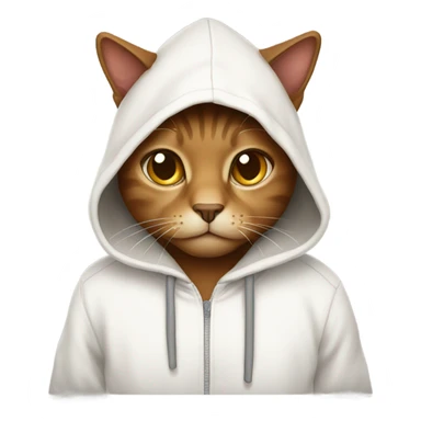 Brown cat wearing a white hoodie  sticker