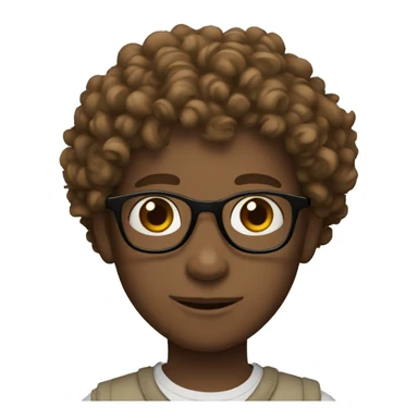  white curly boy with glasses and brown eyes sticker