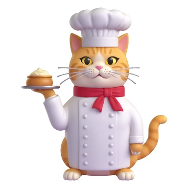 chef cat with a gold earring, 3D style sticker
