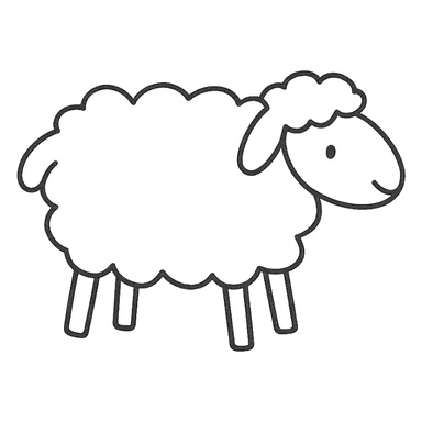 hand-drawn outlined sheep icon sticker