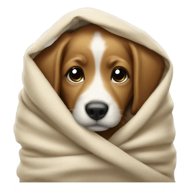 The puppy wrapped up in a blanked sticker