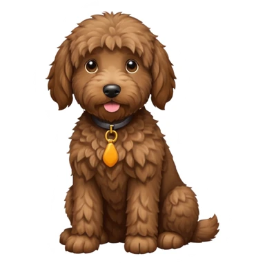 dark brown goldendoodle with straight fur, sitting sticker