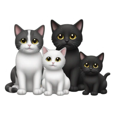 Family of 3 cats, a black one and 2 black and white sticker