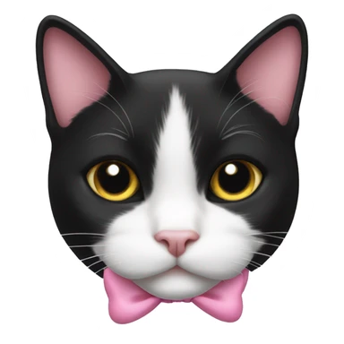 tuxedo cat pink bow sticker
