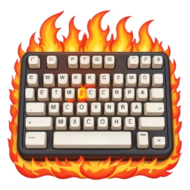Cool mechanical keyboard in fire flames. sticker