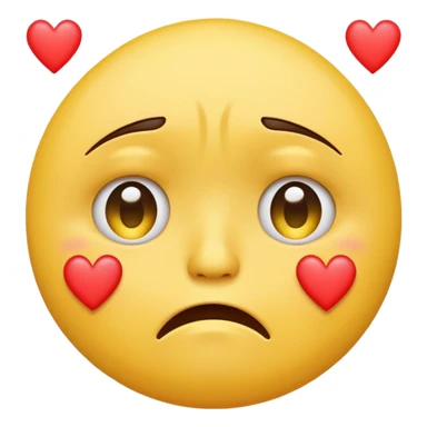 A yellow circular frowning Face with hearts above its eyes, crying sticker
