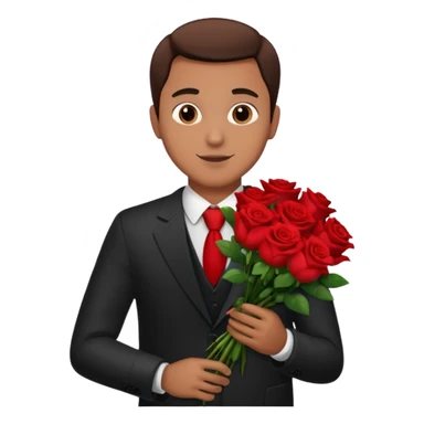 Un homme qui donne un bouquet de roses sticker