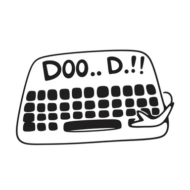 doodle style keyboard, transparent background sticker