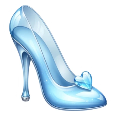 heart shaped like a glass slipper, shiny and translucent sticker
