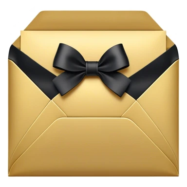 "An ornate black and gold envelope sealed with a delicate black ribbon bow and a small golden embellishment, evoking a sense of mystery and luxury." sticker