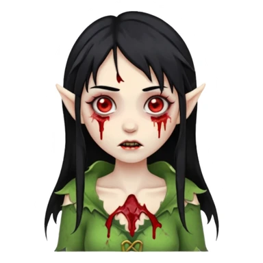woman elves zombie with black hair sticker