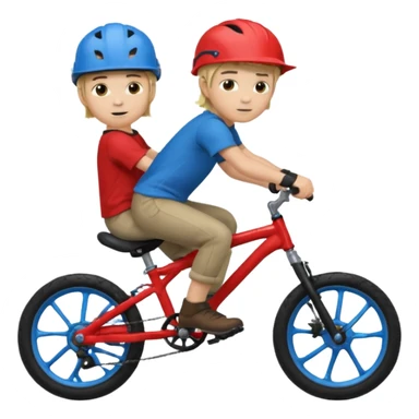 bike riding black bike blonde hair boy blue helmet sticker