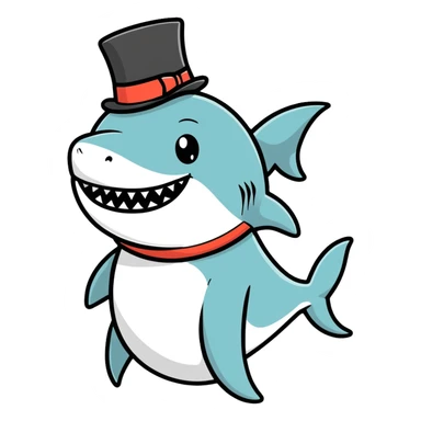 Shark with a top hat sticker