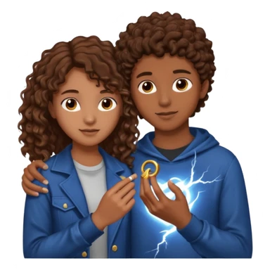 a 15 year old girl with brown curly hair but she has lightnings in it with a brown haired boy who gave her a promise ring sticker