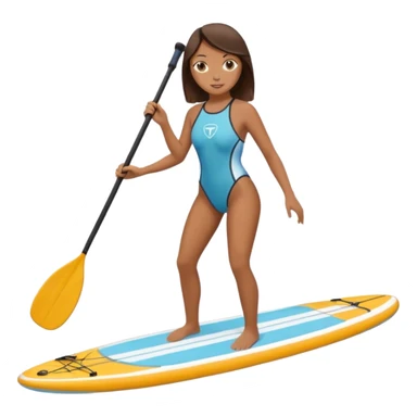 Brunette girl and paddle boarding  sticker