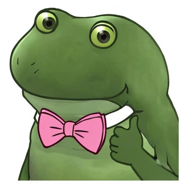 bufo with a pink bowtie sticker
