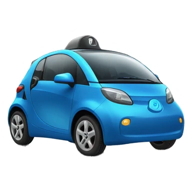 Blue Electric car smiling   sticker