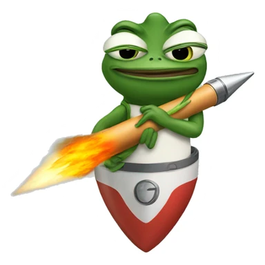 pepe with rocket  sticker