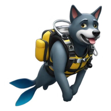 Wolfy scuba diving sticker