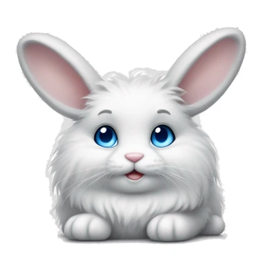 Very Fluffy bunny with blue eyes relaxing small ears sticker