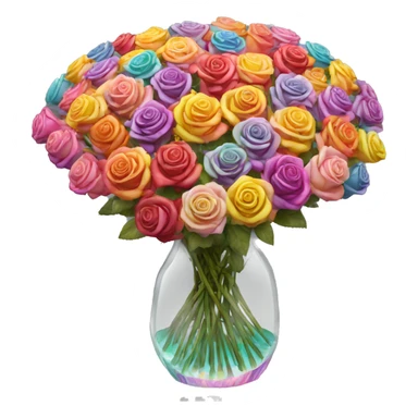 1000 colorful lifelike roses in a clear vase sticker